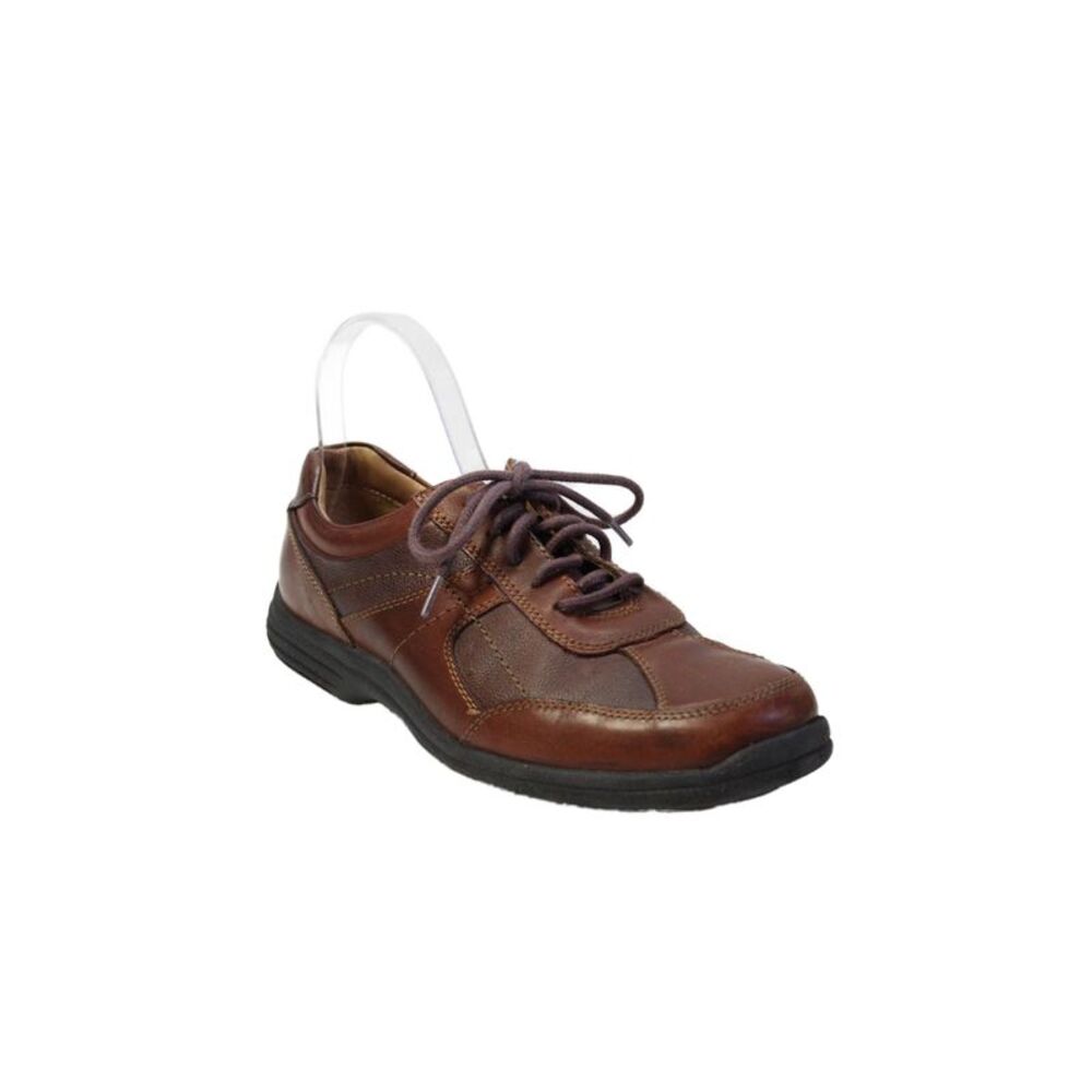 J&M Mens Leather Lace Up Casual Oxford Shoes Brown Size 9.5 Medium